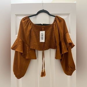 NWT 12th Tribe- Saint Tropez Rust Off The Shoulder Top (S)